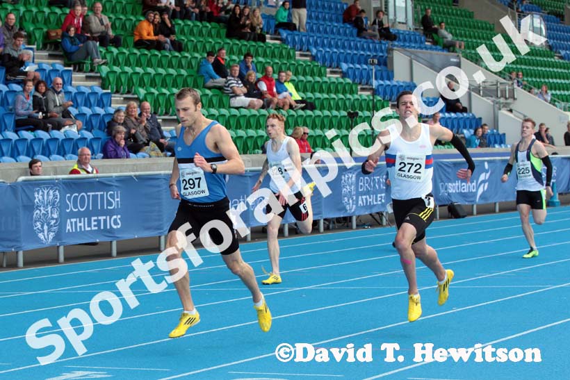 Kris Robertson winning the 400 metres at the Scottish Championships, Scotstoun  Stadium, Glasgow.